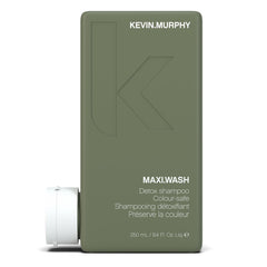 KEVIN.MURPHY MAXI.WASH bottle shows detox formula for colour-treated hair, purifying the scalp.