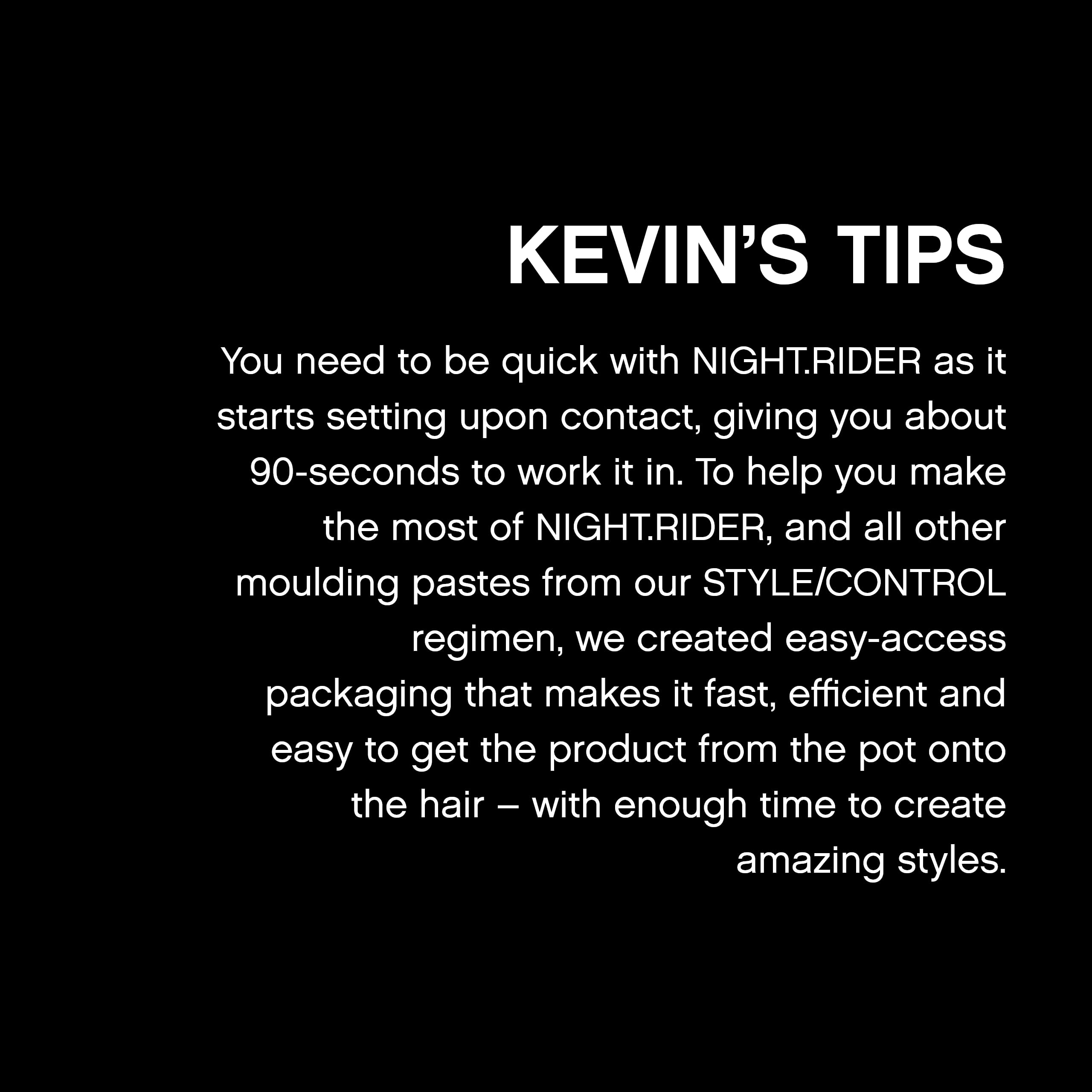NIGHT.RIDER sulfate-free paraben-free formula close-up highlighting clean ingredients.