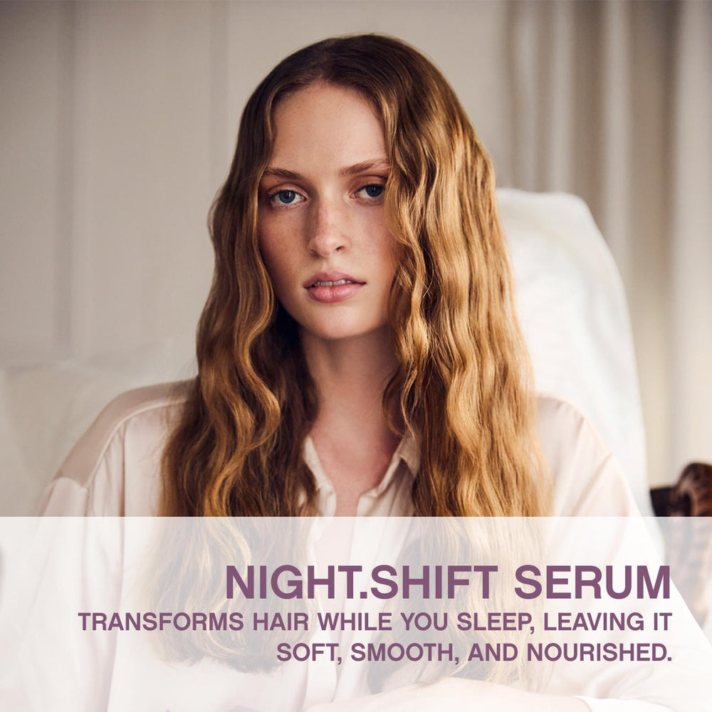 KEVIN.MURPHY NIGHT.SHIFT serum on hair showing lightweight hydration across strands.