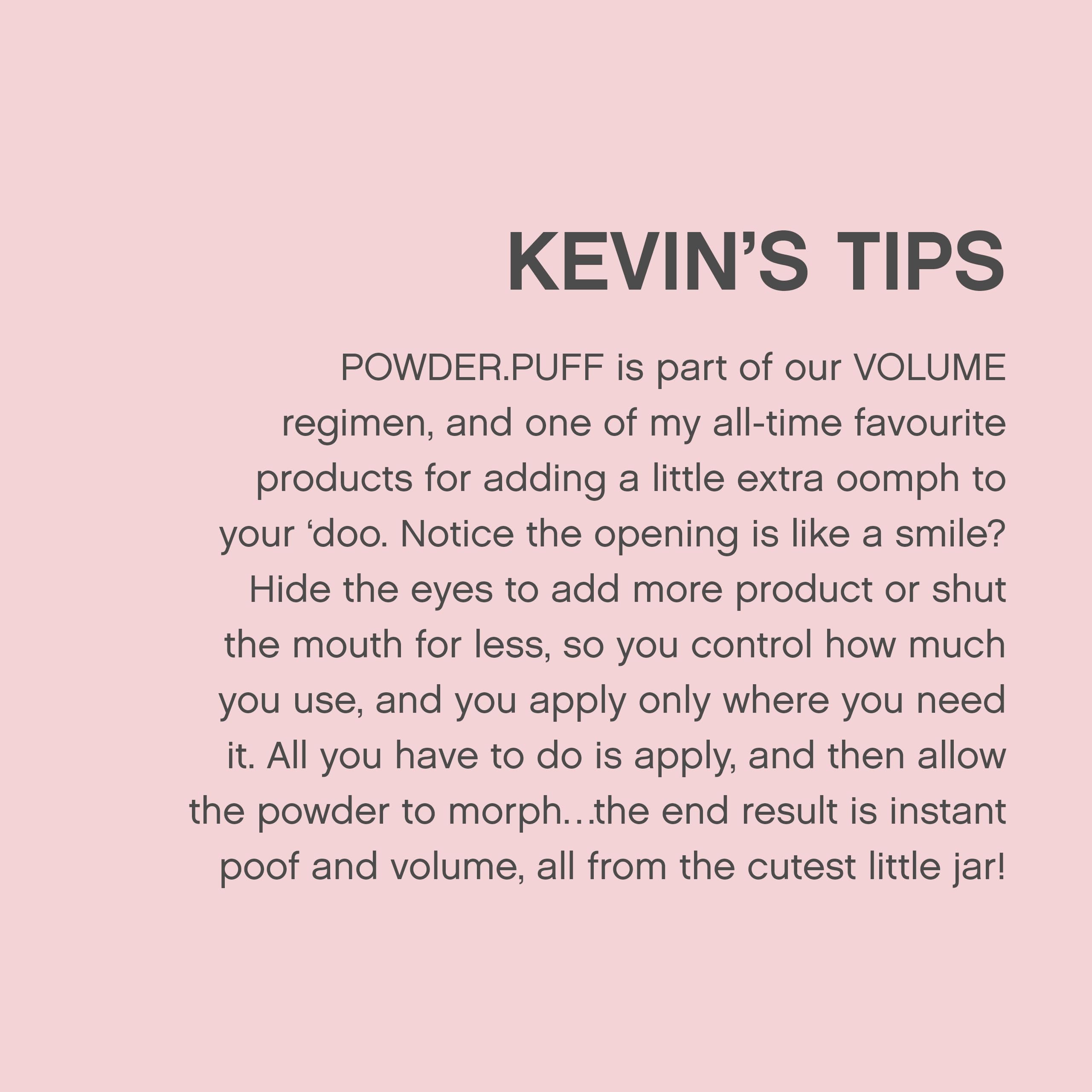 Kevin.Murphy Powder Puff highlighting paraben-free, cruelty-free formulation