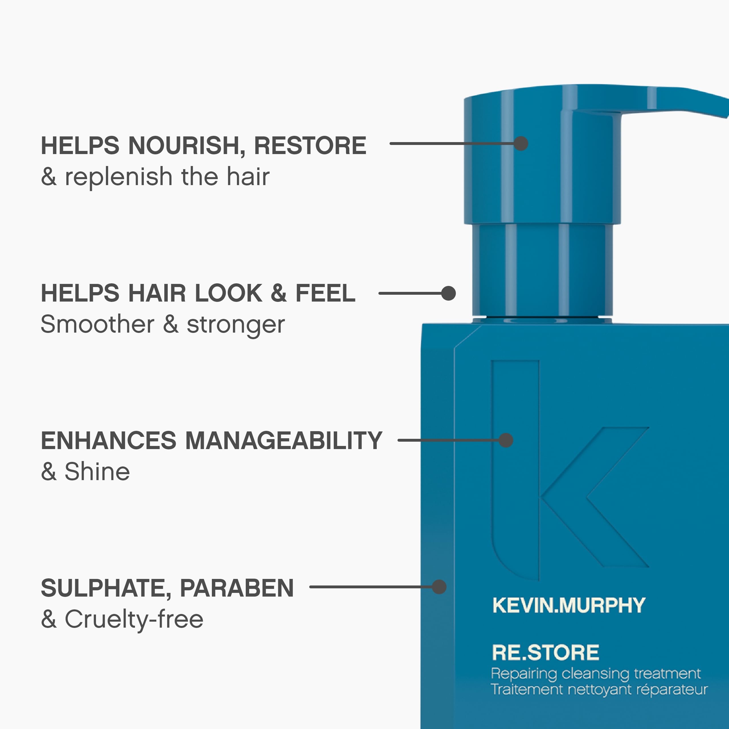 KEVIN.MURPHY RE.STORE foaming lather demonstrates gentle cleansing for frizzy hair.