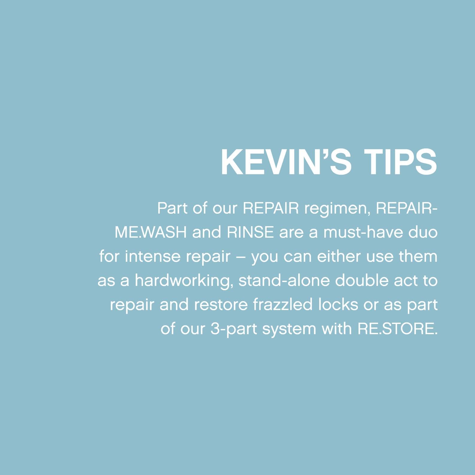 KEVIN.MURPHY Repair-Me.Wash packaging highlighting eco-friendly values