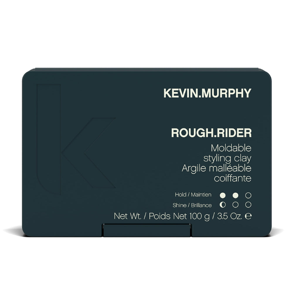KEVIN.MURPHY ROUGH.RIDER clay jar demonstrates strong hold for defined matte styling.