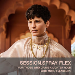 Applying KEVIN.MURPHY SESSION.SPRAY FLEX for lightweight hold