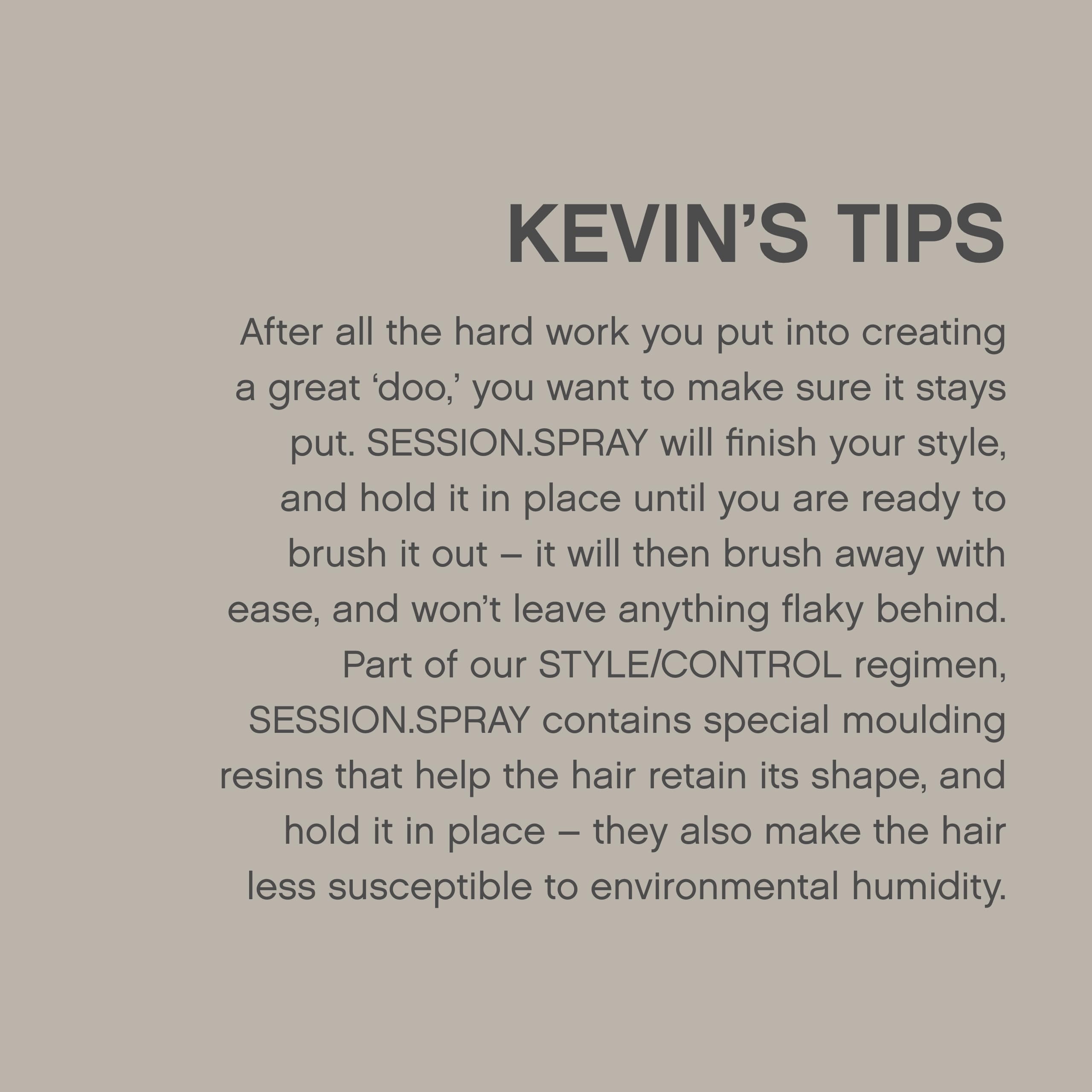 KEVIN.MURPHY SESSION.SPRAY es ideal para uso diario y peinados versátiles.