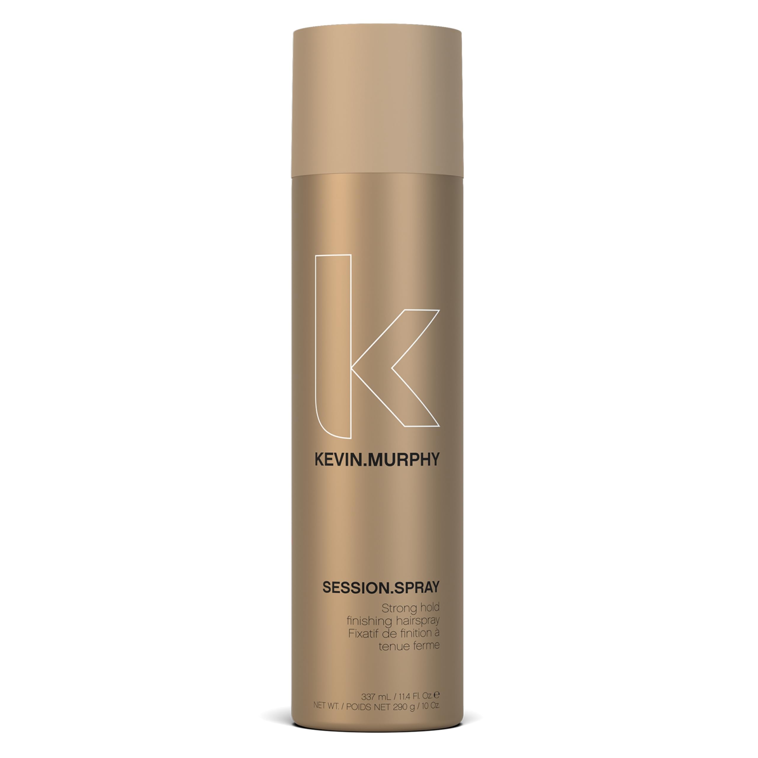 KEVIN.MURPHY Session Strong Hold Spray bottle close-up showing weightless, long-lasting hold.