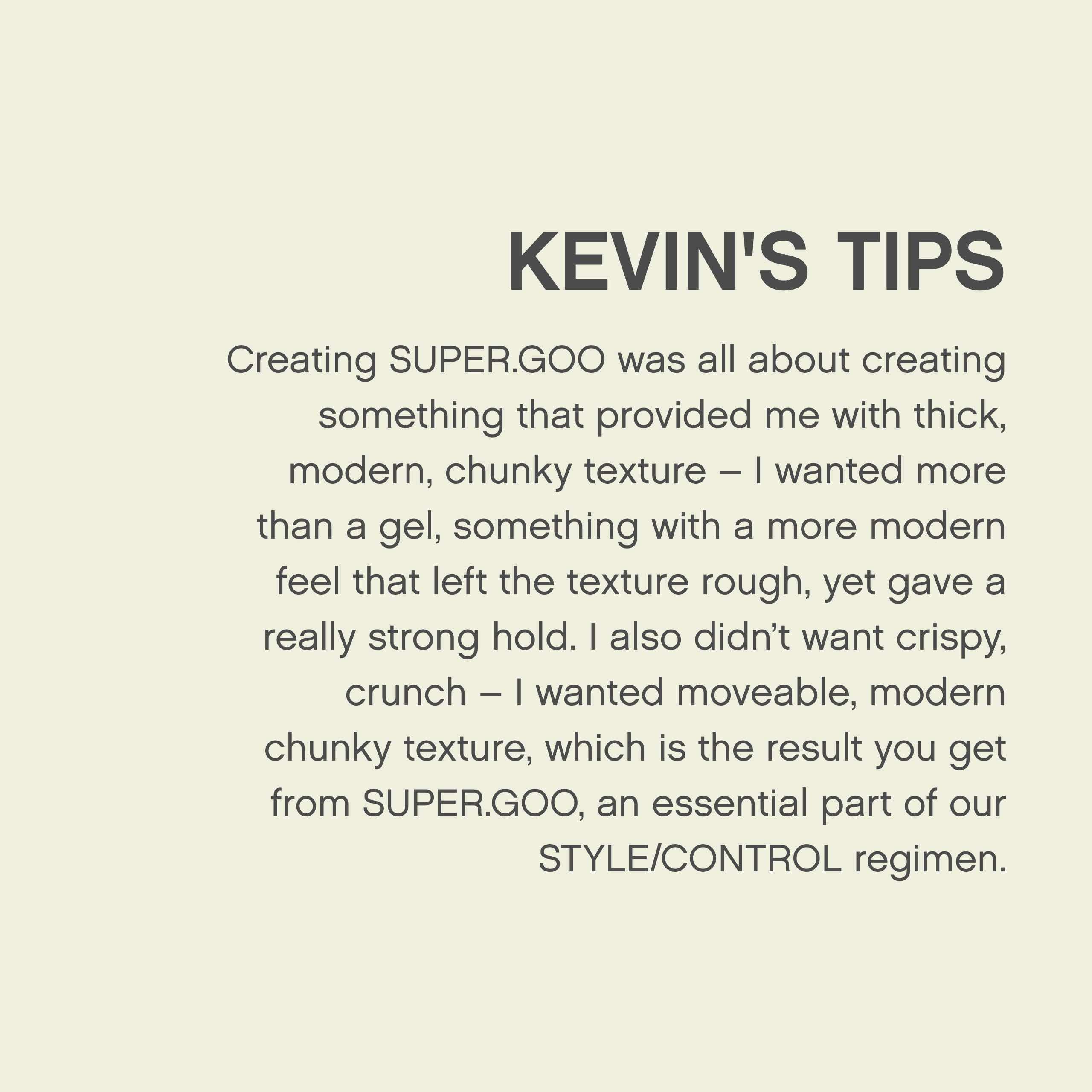 KEVIN.MURPHY SUPER.GOO slick finish on hair