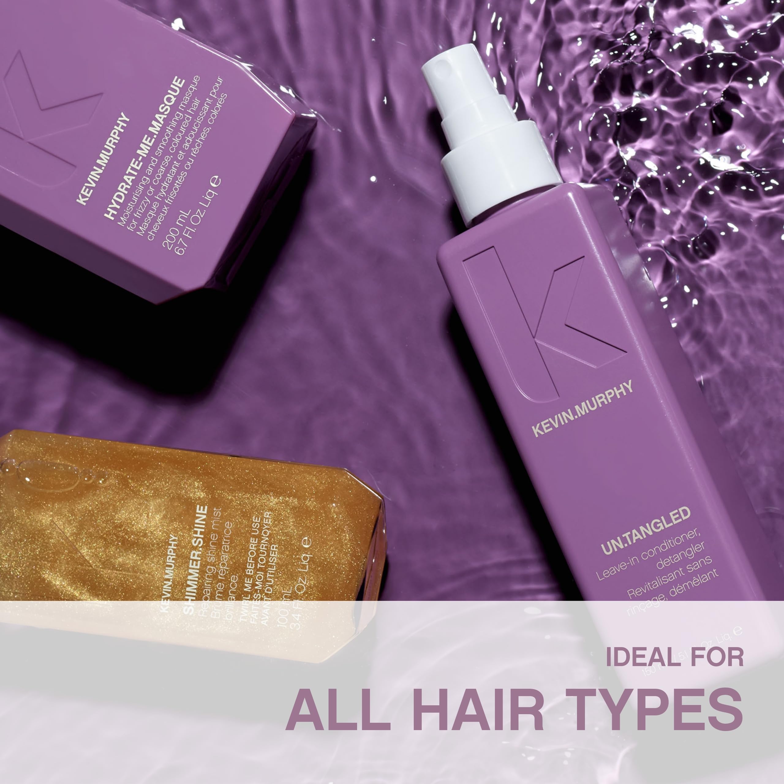 KEVIN.MURPHY UN.TANGLED in use for detangling and smoother styling.