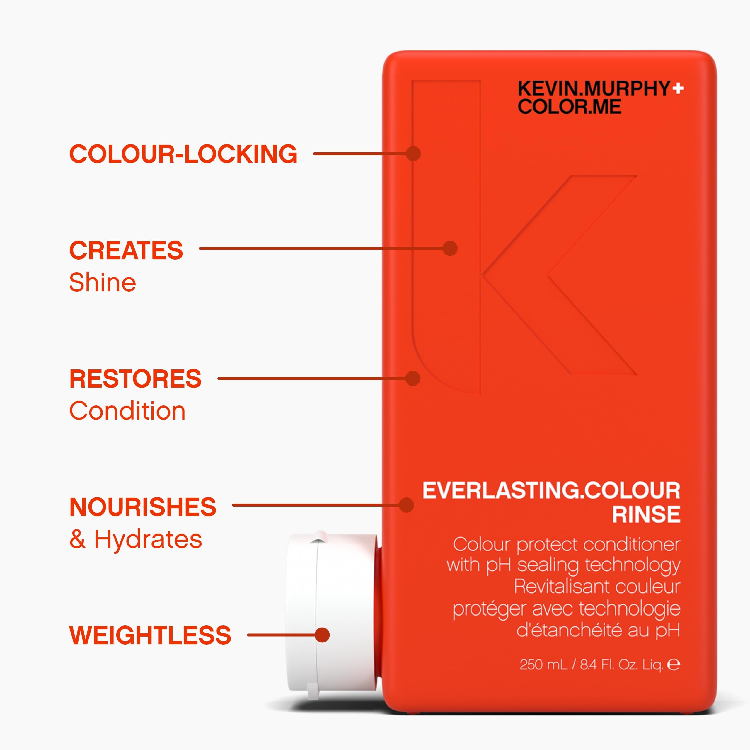 KEVIN.MURPHY EVERLASTING.COLOUR RINSE applied to hair demonstrates colour protection