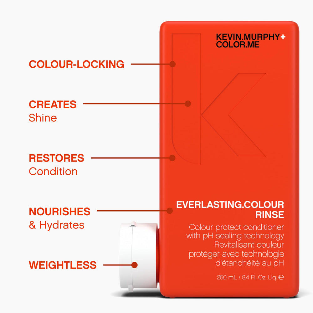 KEVIN.MURPHY EVERLASTING.COLOUR RINSE applied to hair demonstrates colour protection