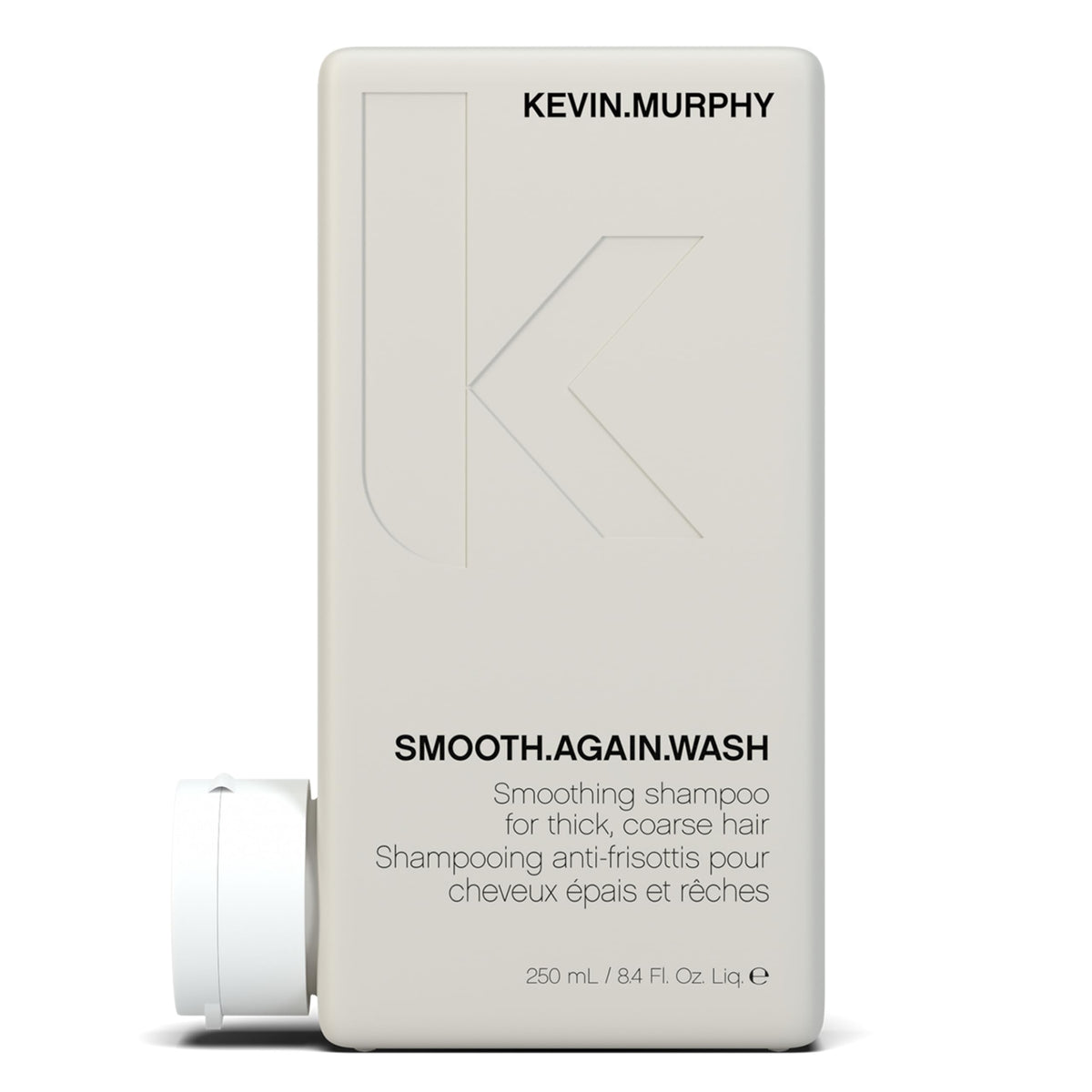 KEVIN.MURPHY SMOOTH.AGAIN.WASH bottle pour delivering frizz control and hydration.