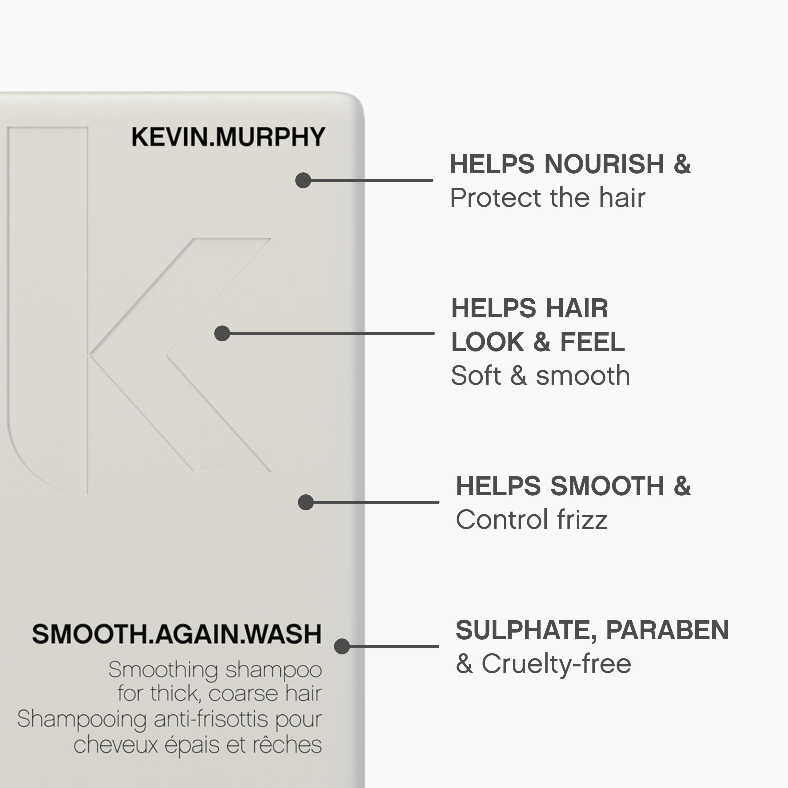 Wet hair being cleansed with KEVIN.MURPHY SMOOTH.AGAIN.WASH for moisture boost.
