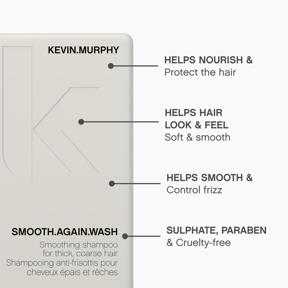 Wet hair being cleansed with KEVIN.MURPHY SMOOTH.AGAIN.WASH for moisture boost.