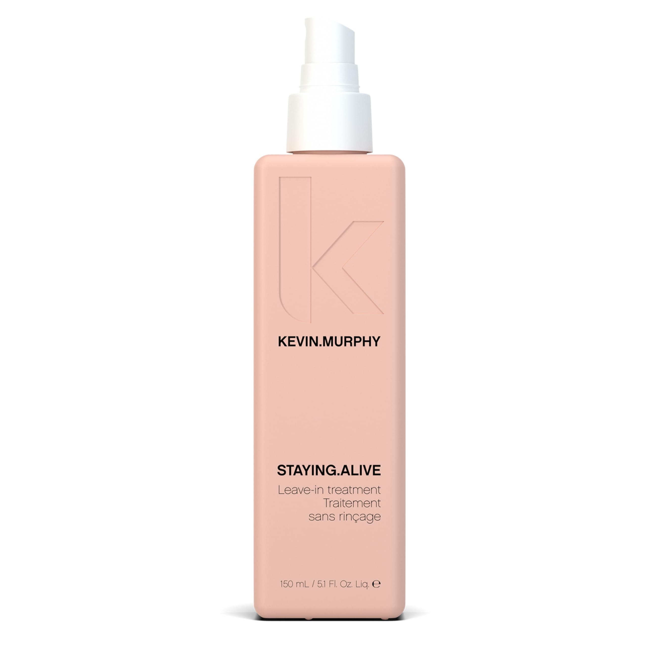 KEVIN.MURPHY STAYING.ALIVE bottle pour shows easy, mess-free application and hydration.