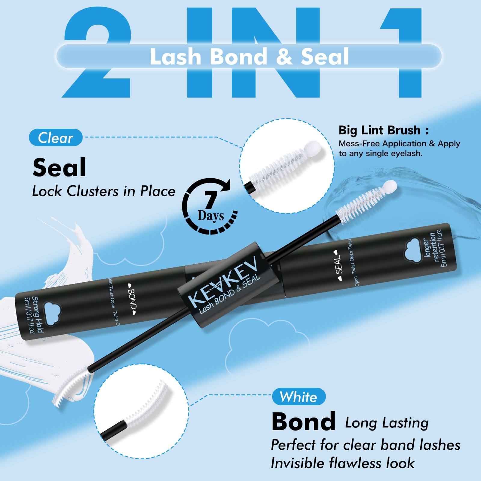 KEVKEV brush-tip close-up for precise one-stroke lash placement