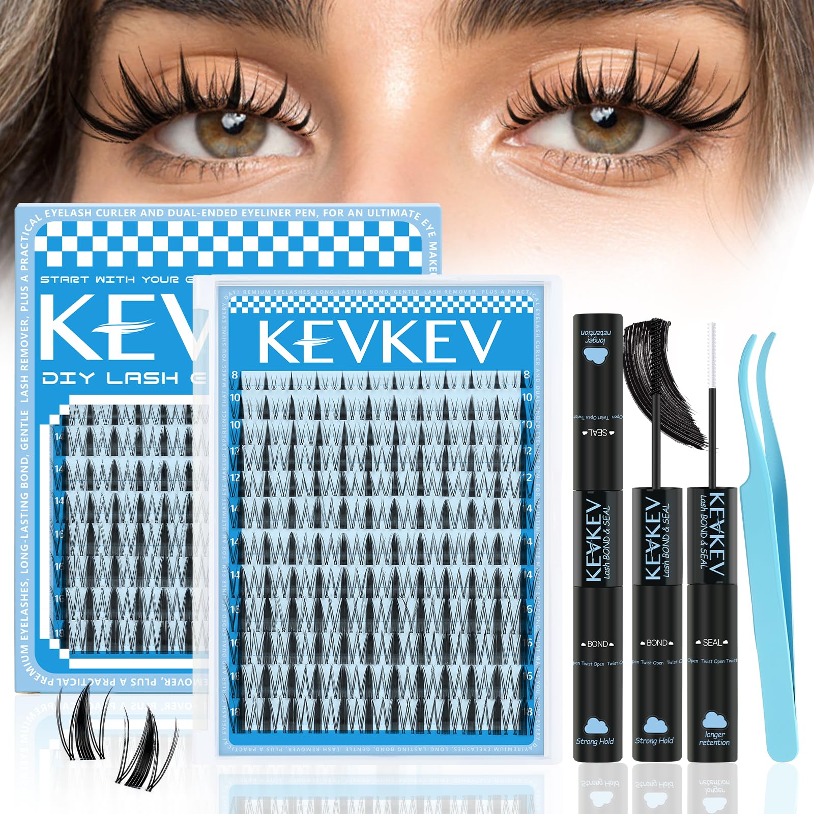 KevKev Fairy Lash Clusters Kit invisible band closeup showcases natural, effortless eyelash results