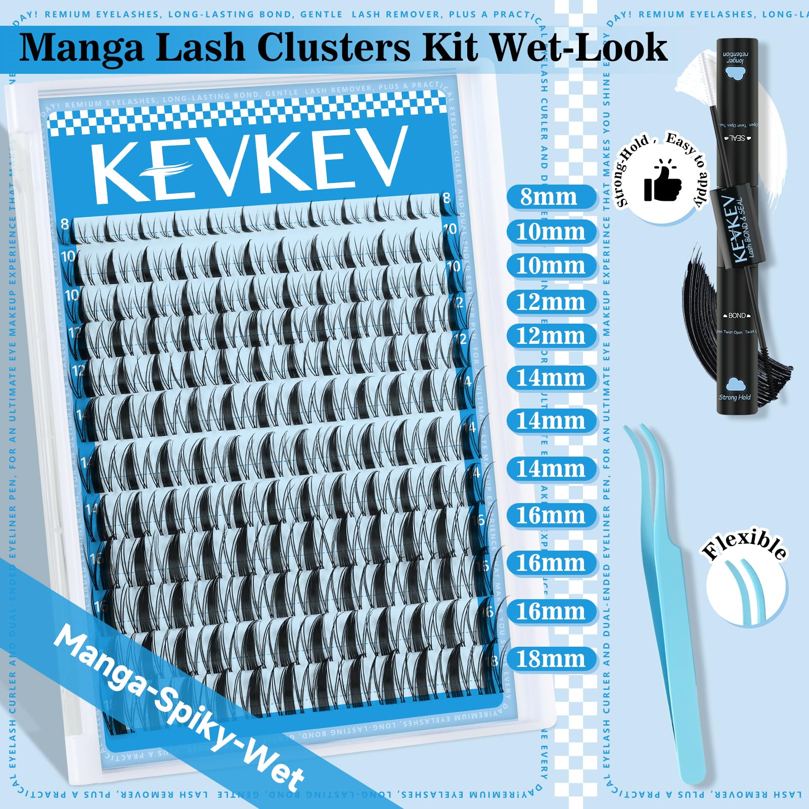 KevKev Fairy Lash Clusters Kit long lasting transparent stem with quick dry glue
