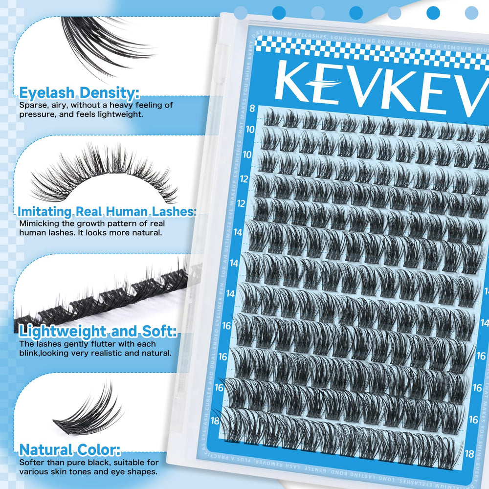 KevKev DIY lash clusters: easy home application in minutes.