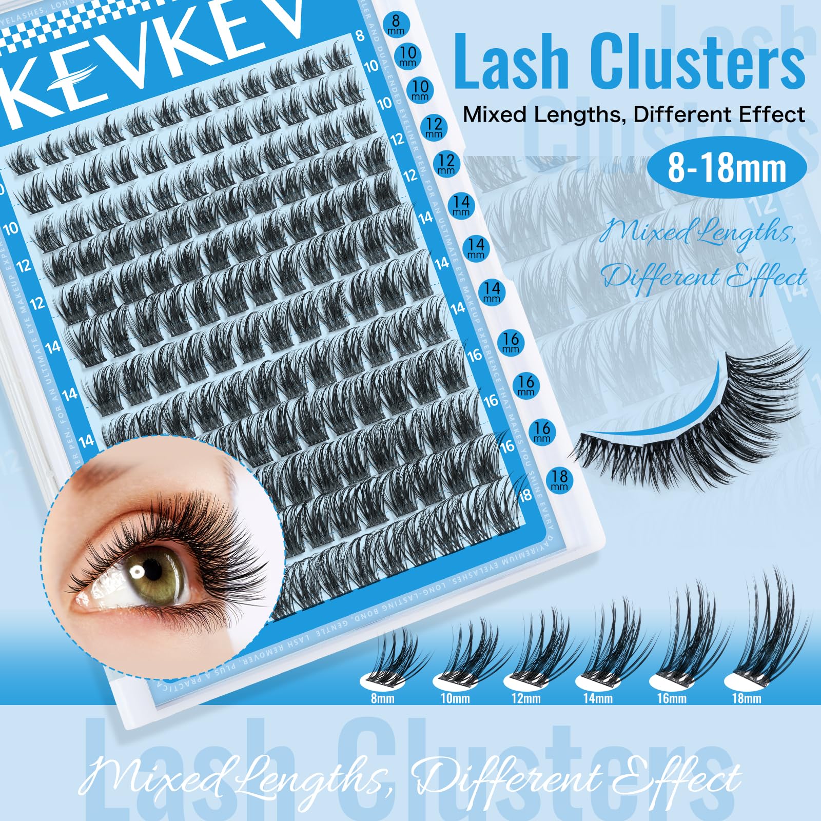 KevKev lash clusters soft band: lightweight comfort for all-day wear.