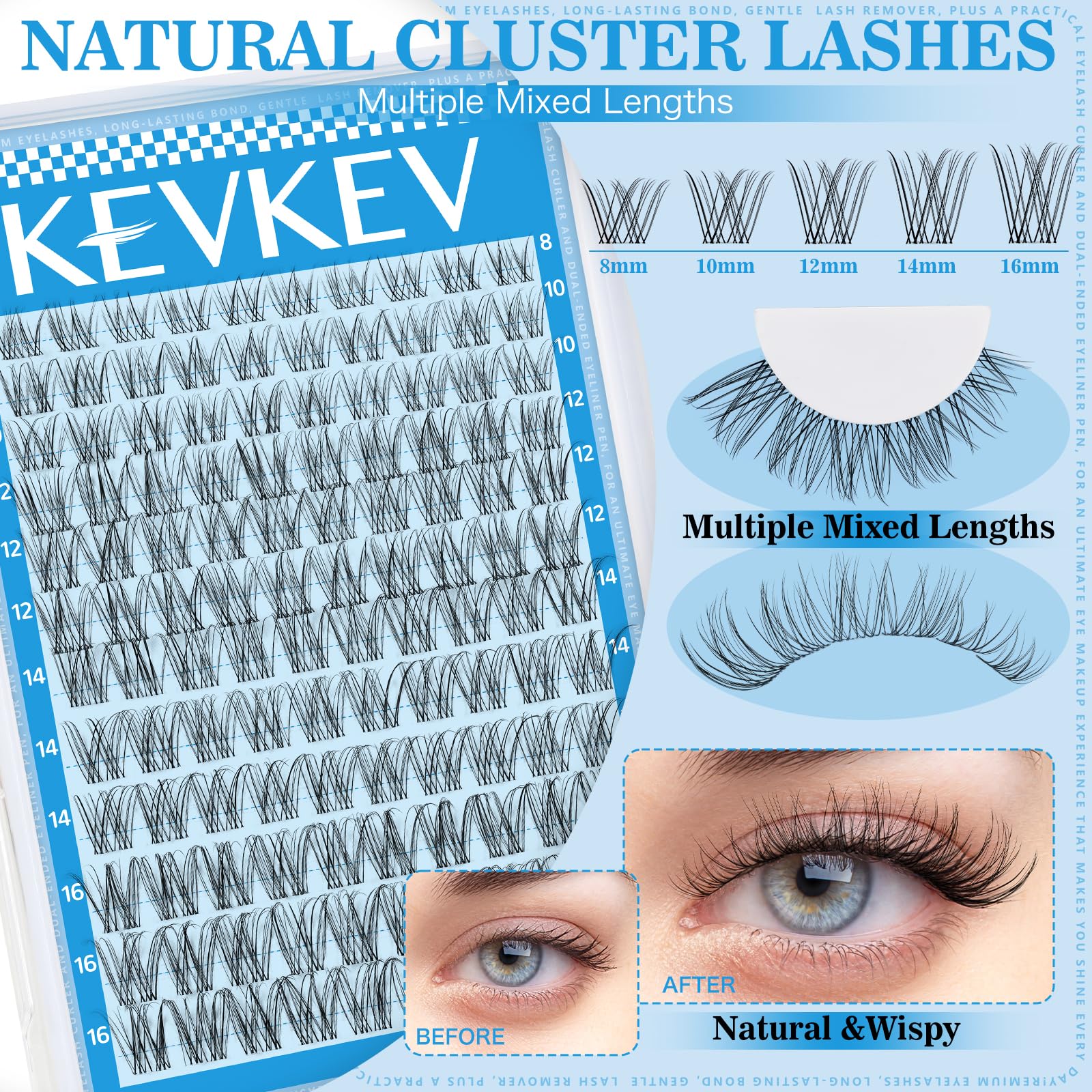 KevKev Long-Lasting Waterproof Material maintains curl through daily activities.
