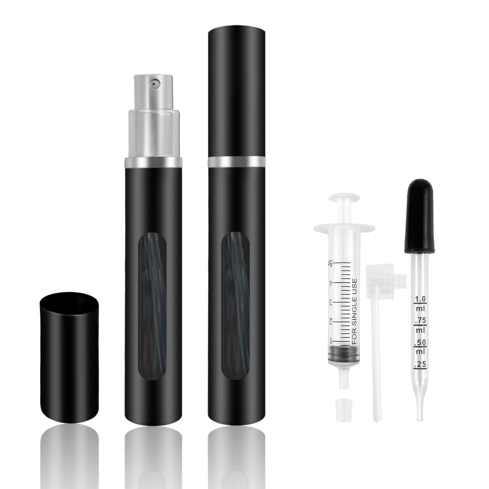 Kewjug two-pack mini perfume atomizer in black for easy travel.
