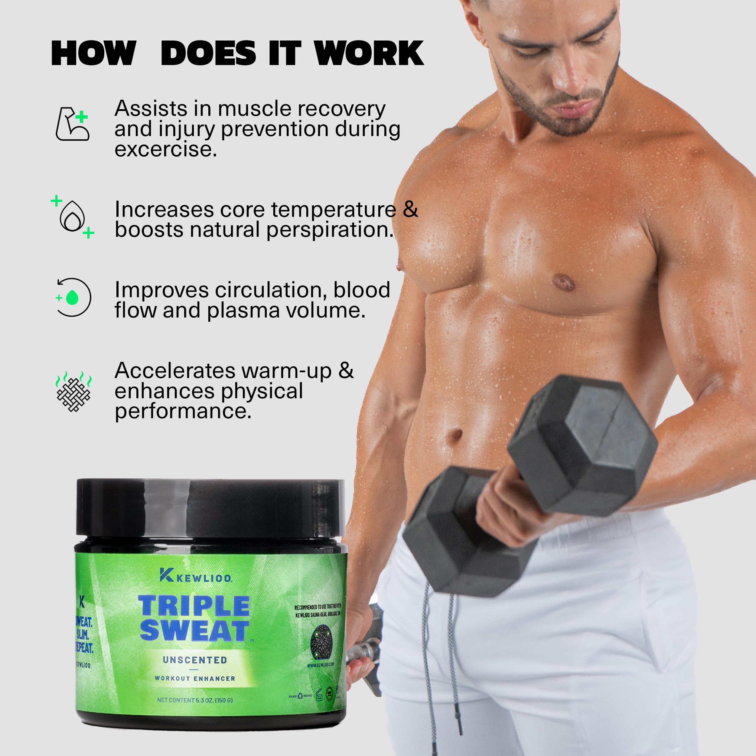 Kewlioo Gel Triple Sudorante, no mancha la ropa durante el entrenamiento.