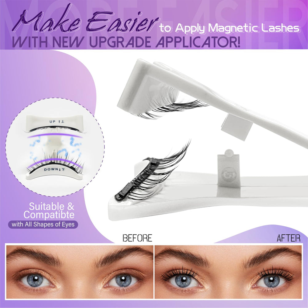 KEWYASO magnetic eyelashes on eye for quick, natural enhancement.
