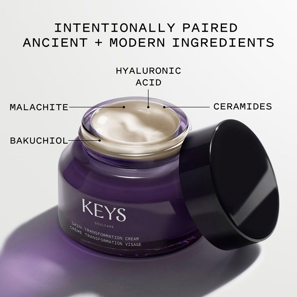 Keys Soulcare daily moisturizer jar highlights ceramides and hyaluronic acid