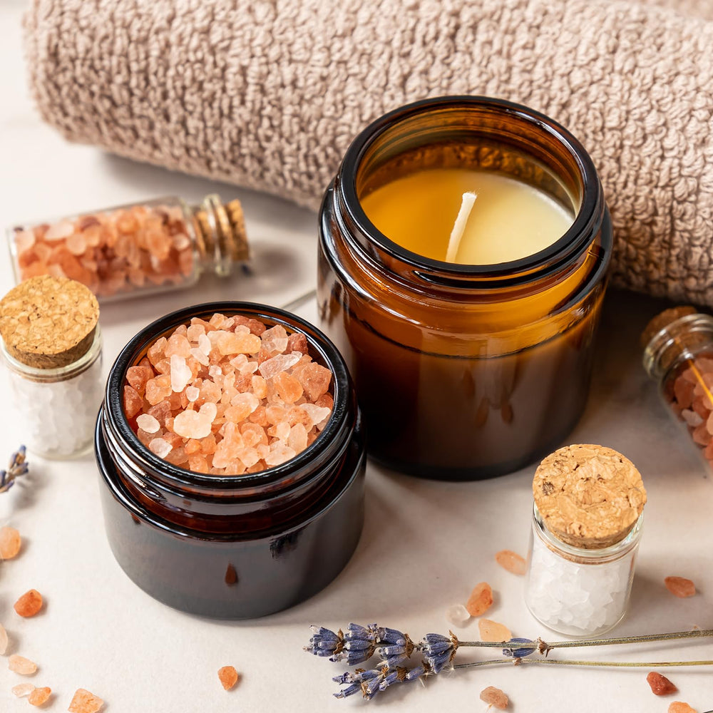 KEYWING 24-pack amber jars suit small-batch cosmetics and gifts.