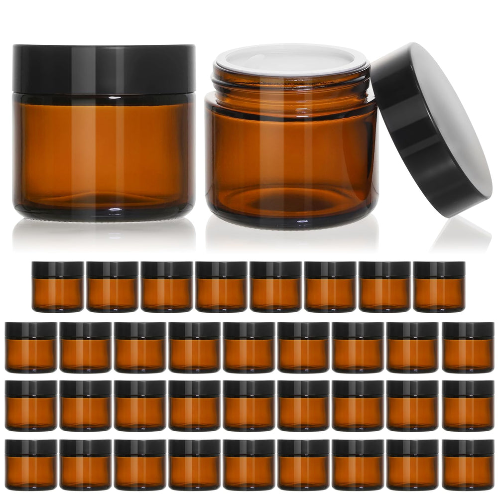 KEYWING 2oz amber glass jar with lid for creams and lotions.