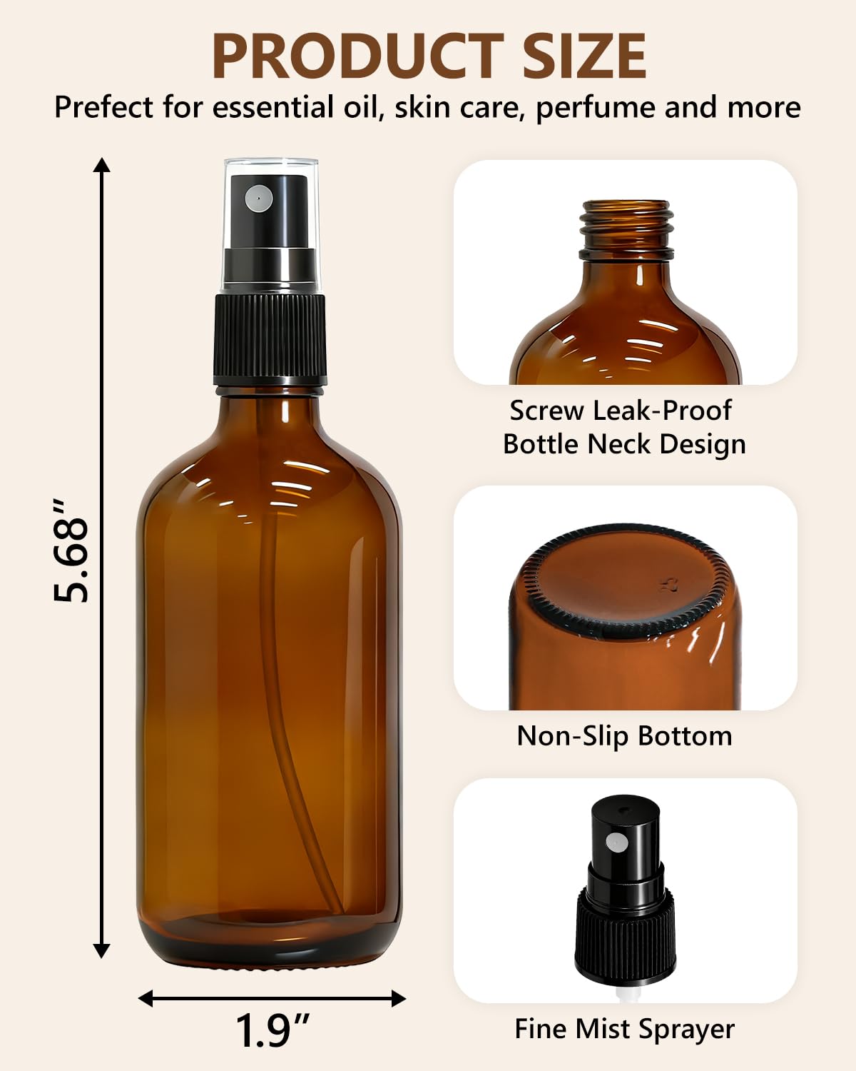 KEYWING mini spray bottle 4oz for essential oils with UV protection