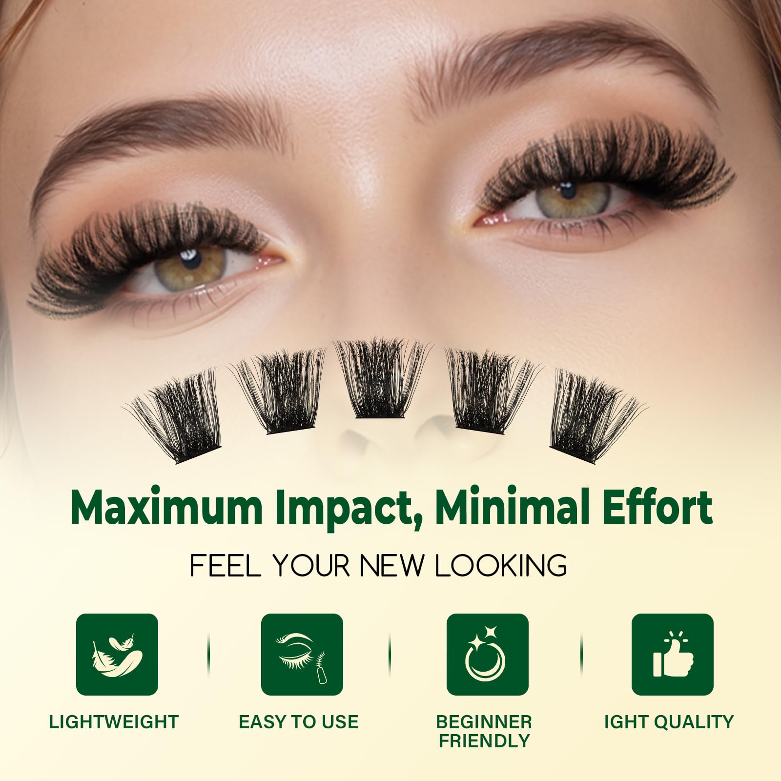 KEYYOU 200D D-Curl Wispy lashes for natural volume.