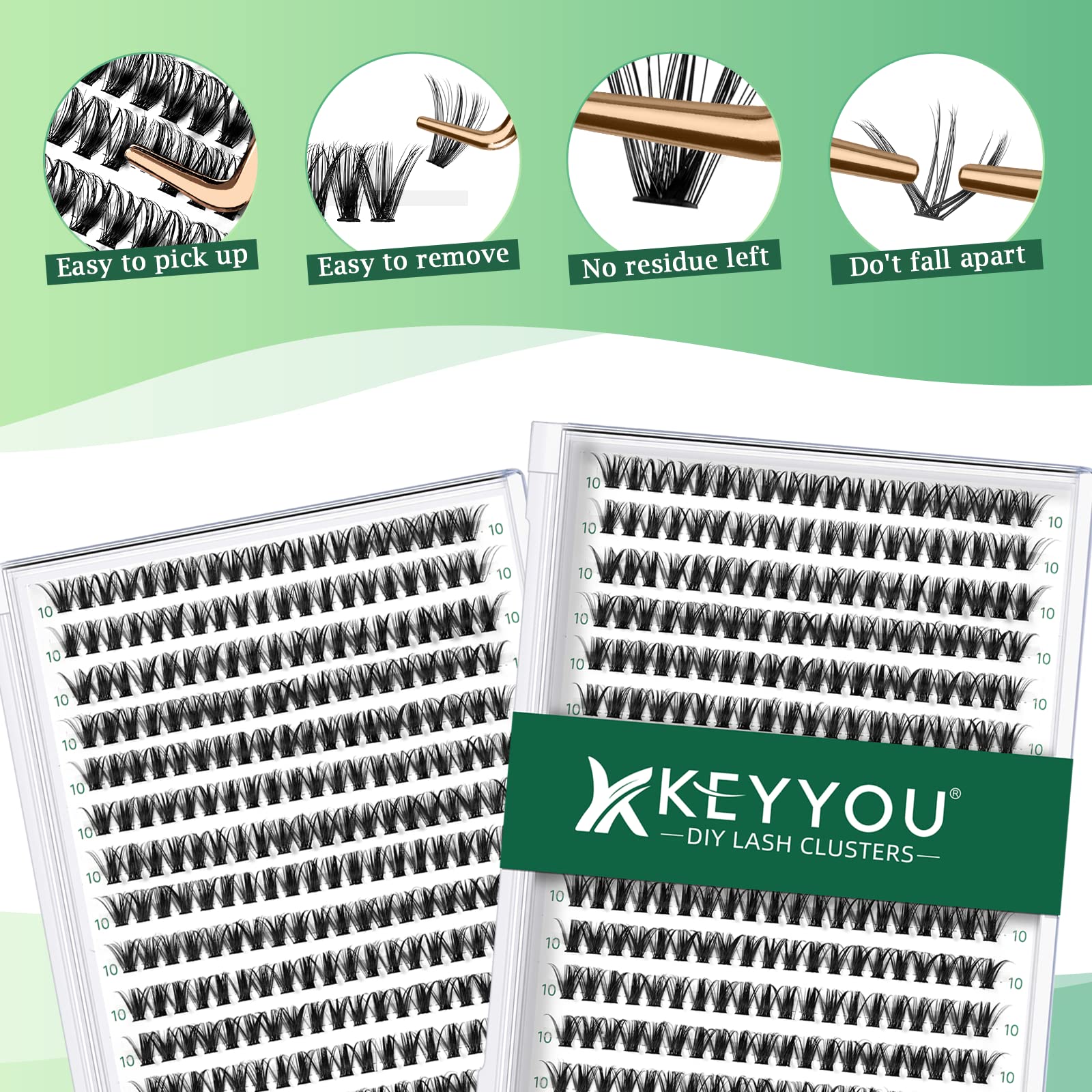 KEYYOU 40D-0.07D curl clusters blend with natural lashes
