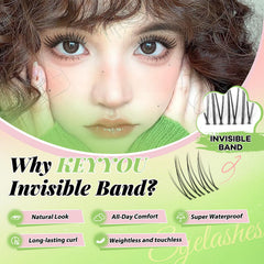 KEYYOU Aurora lash clusters kit glue application demonstrates secure adhesion for longer wear