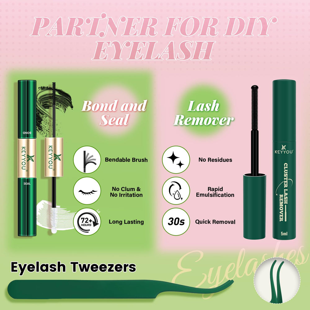 KEYYOU Aurora lash clusters kit remover oil shows easy removal with minimal irritation