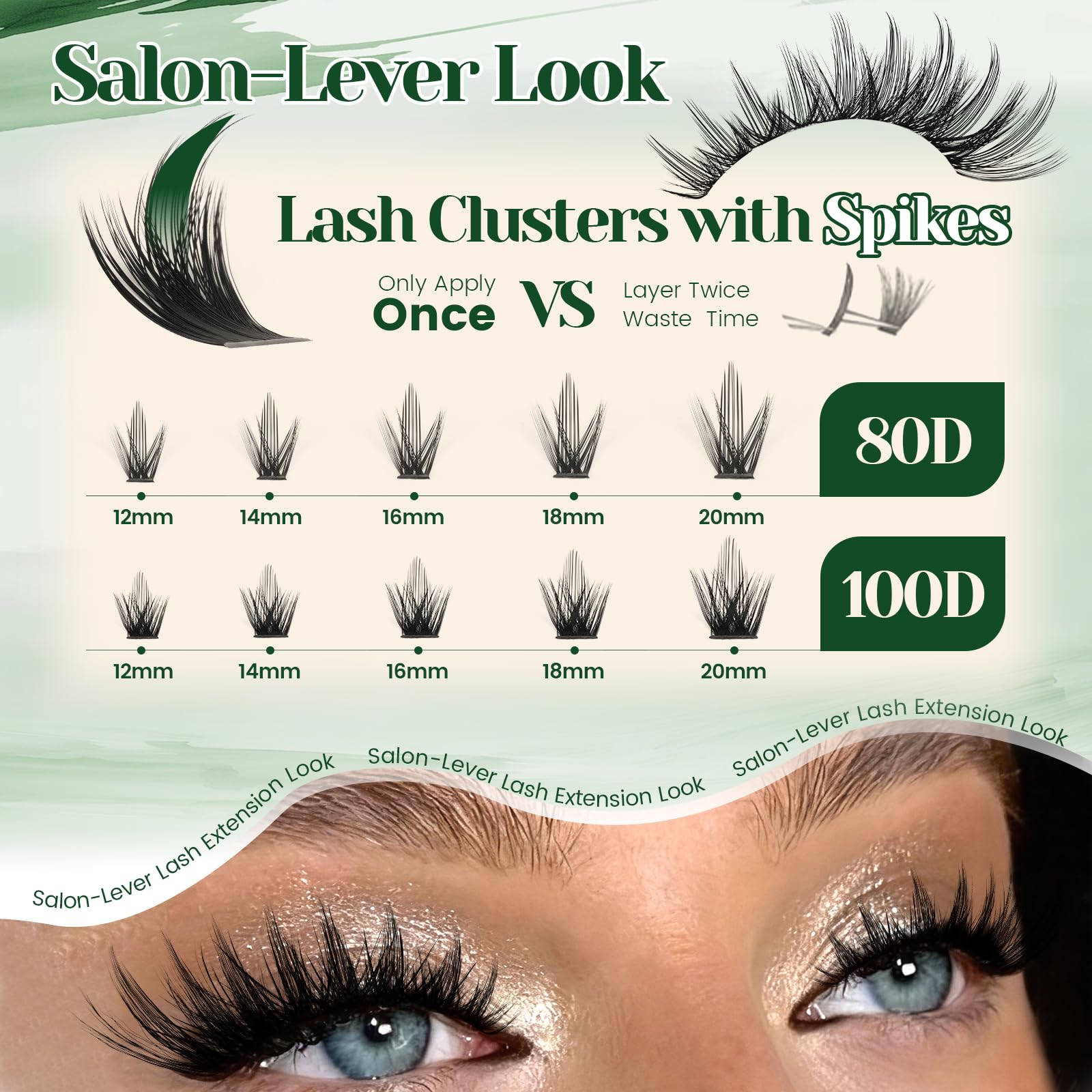 KEYYOU buildable-length 12-20mm clusters for customizable lash mapping