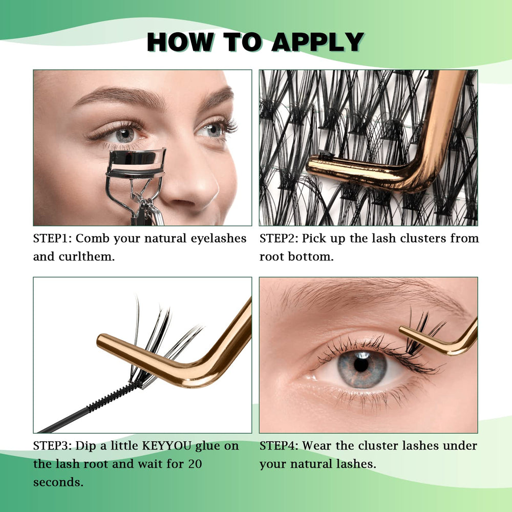 KEYYOU DIY-at-home clusters for easy lash extensions without glue residue