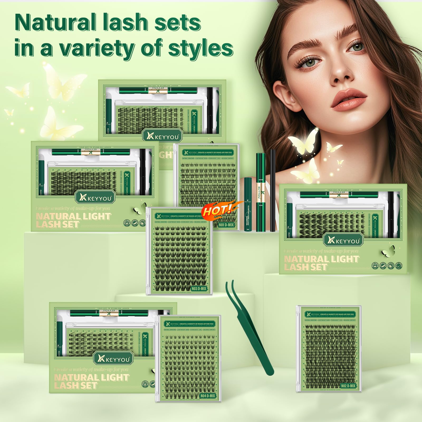 KEYYOU DIY lash kit box with tools and accessories