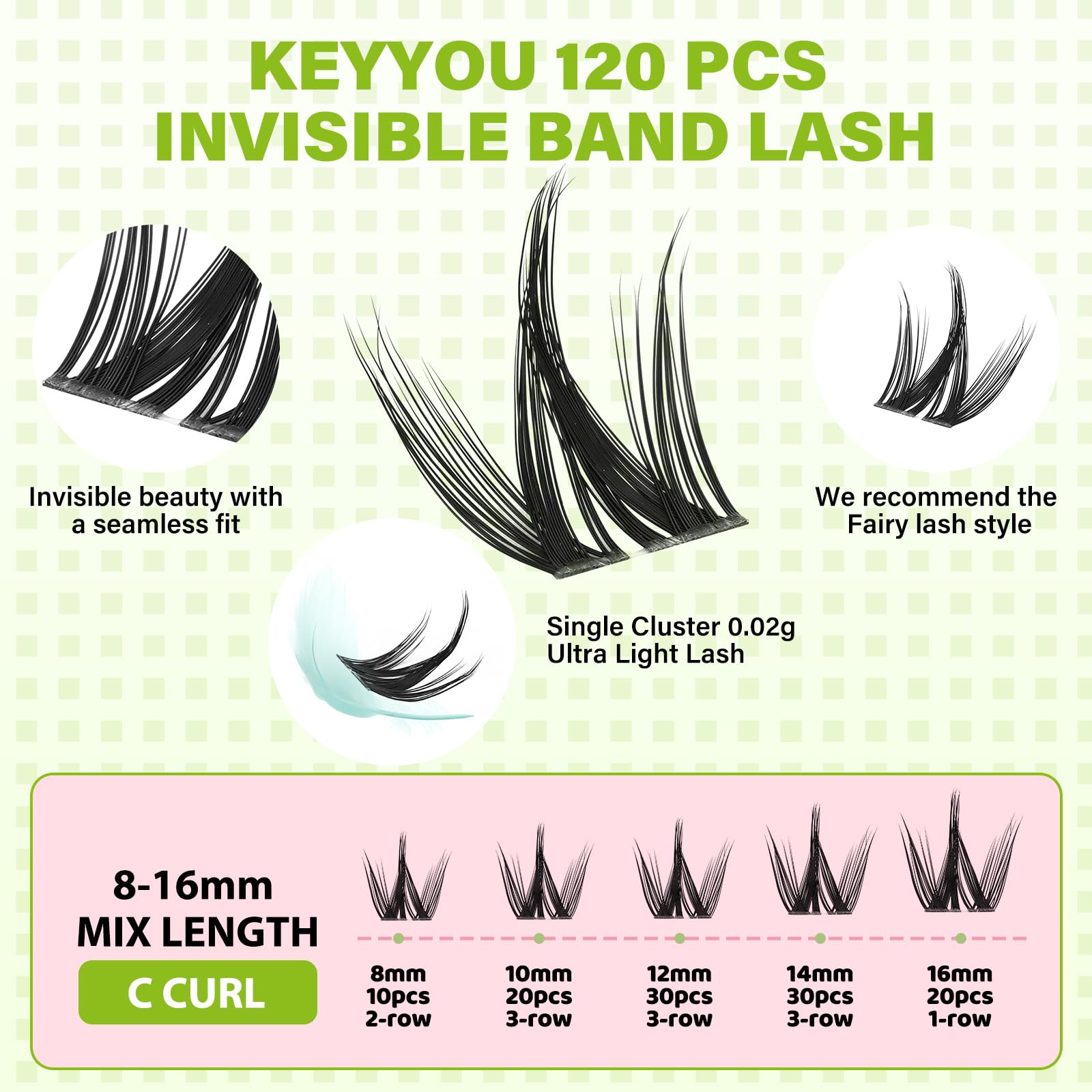 KEYYOU Fairy Chispa lash clusters close-up wispy fibers for natural lash look