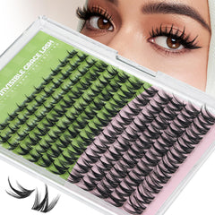 KEYYOU Fairy Chispa lash clusters packaging close-up showing organized 120-piece set