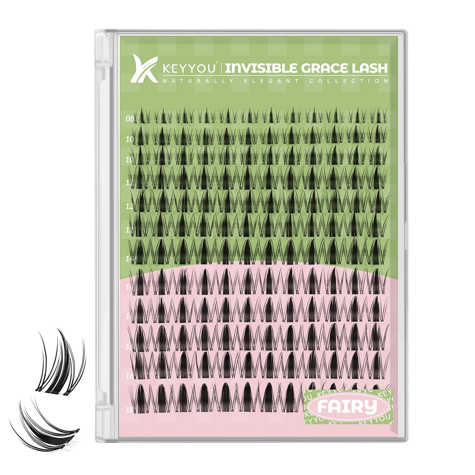 KEYYOU Fairy Lash Clusters 144pcs show subtle volume for natural daily wear.