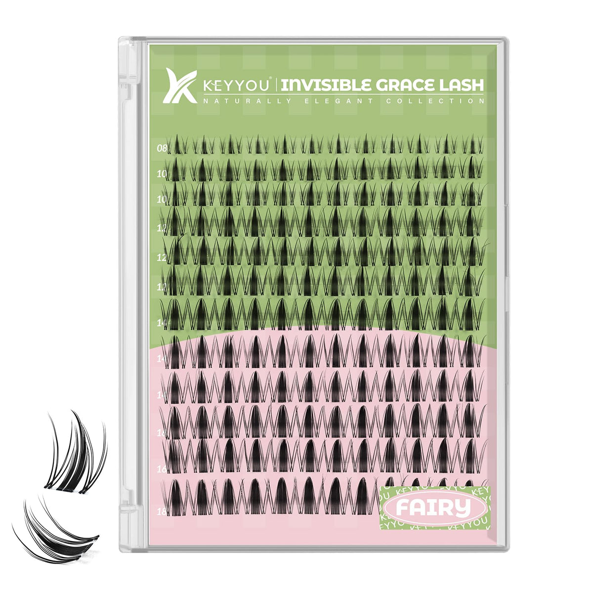 KEYYOU Fairy Lash Clusters 144pcs show subtle volume for natural daily wear.