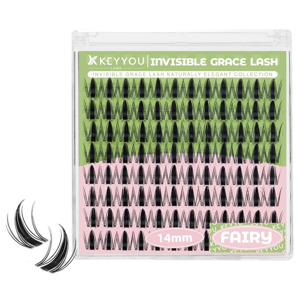 KEYYOU Fairy Lash Clusters with D-curled 14mm for a natural look