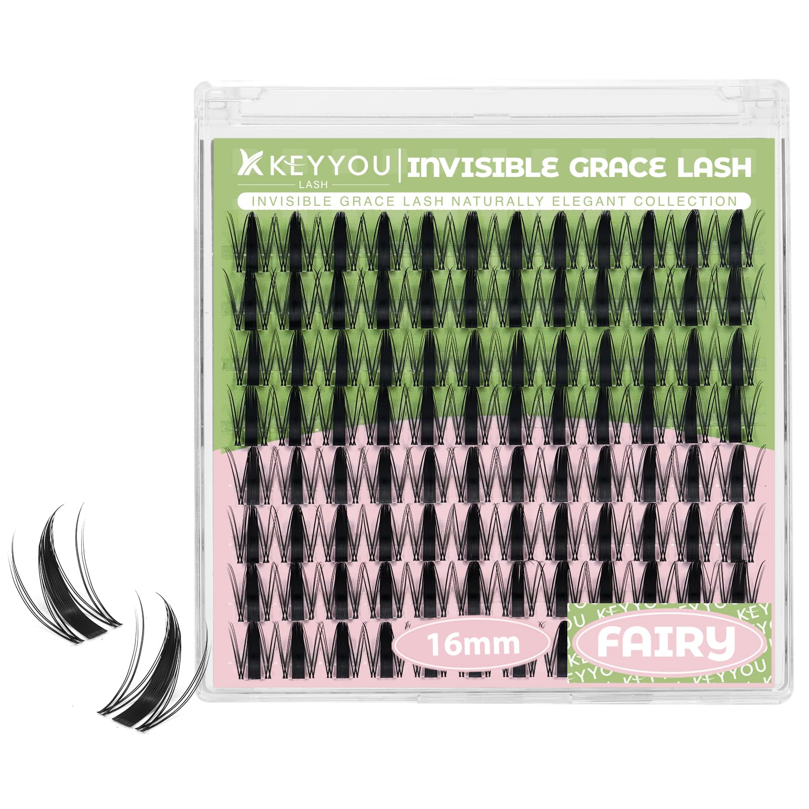 KEYYOU Fairy Lash Clusters 96Pcs packaging for easy at home DIY.