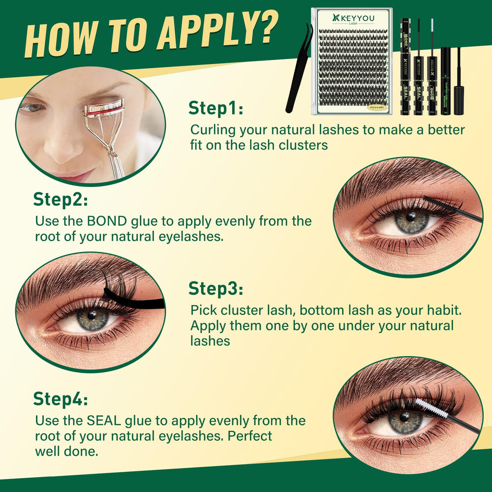 KEYYOU Home lash extension results resembling salon-quality lashes.