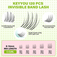 KEYYOU Venus Aurora Naiad lashes with invisible band blend naturally for daytime wear.