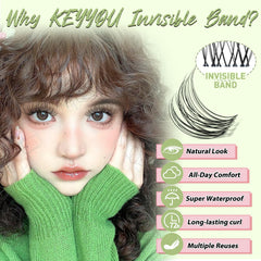 KEYYOU invisible-base lashes blend seamlessly with natural lashes for a subtle enhancement.