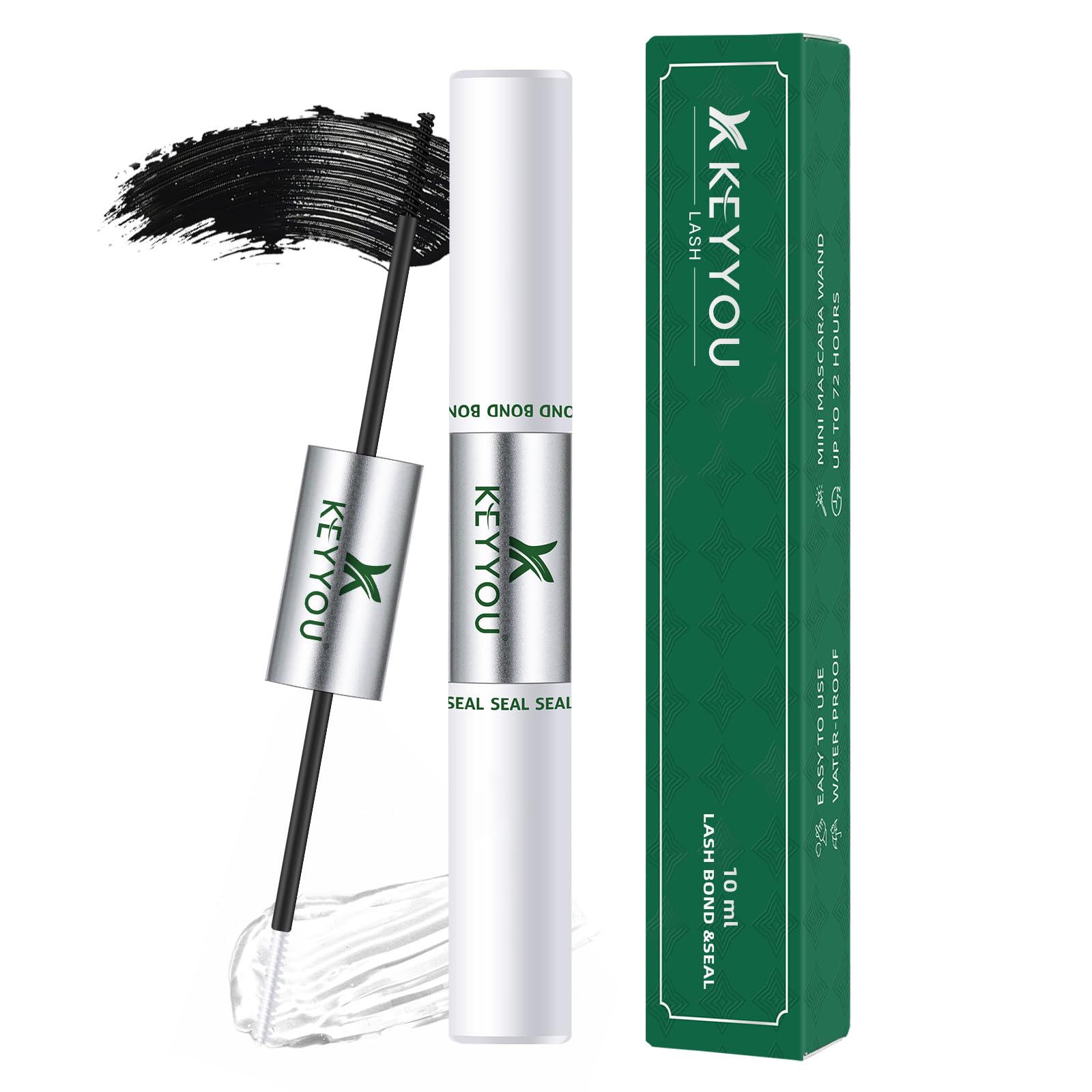 KEYYOU Lash Bond and Seal 10ml bottle for durable DIY lash extensions.