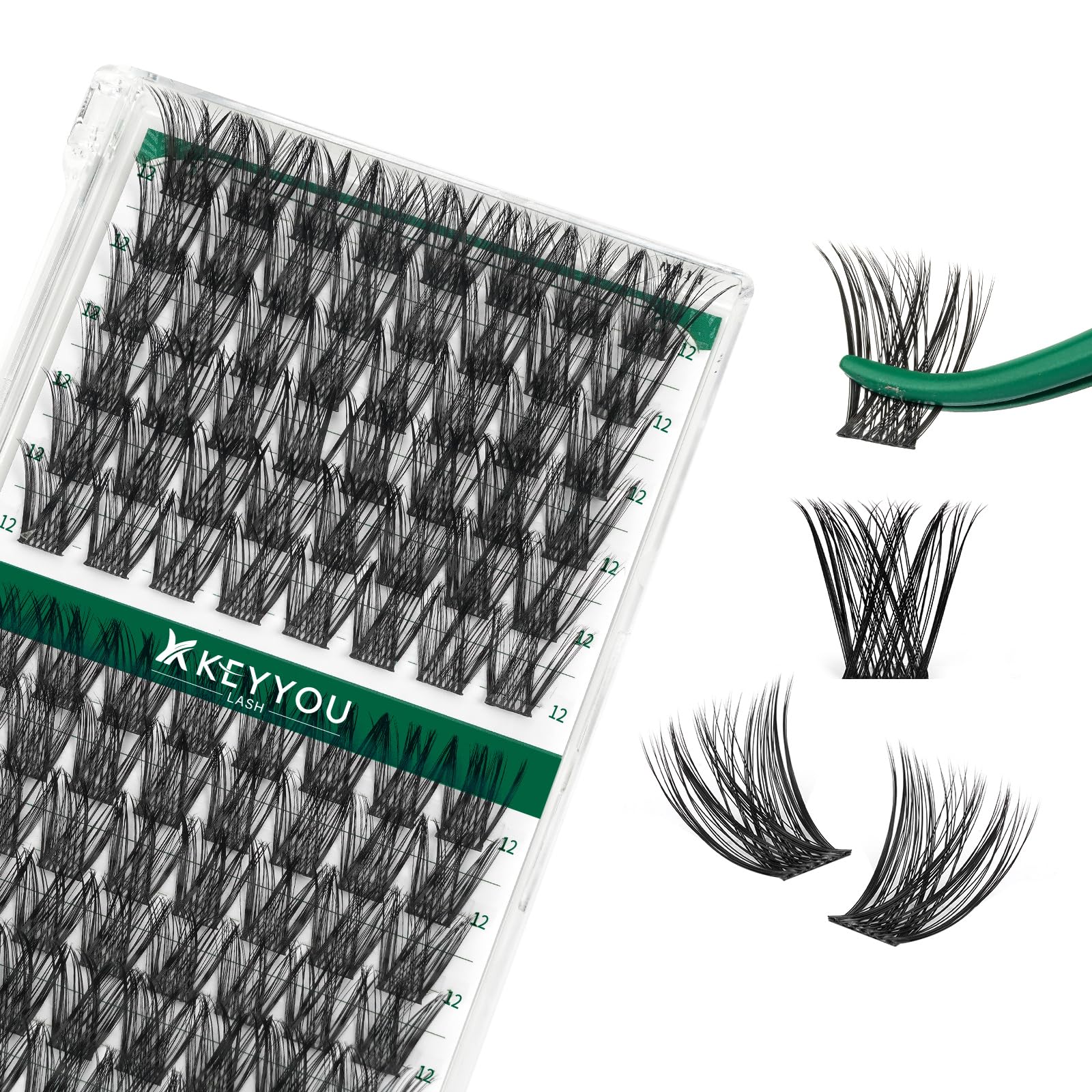 KEYYOU lash cluster tray 96pcs for quick at-home extensions.