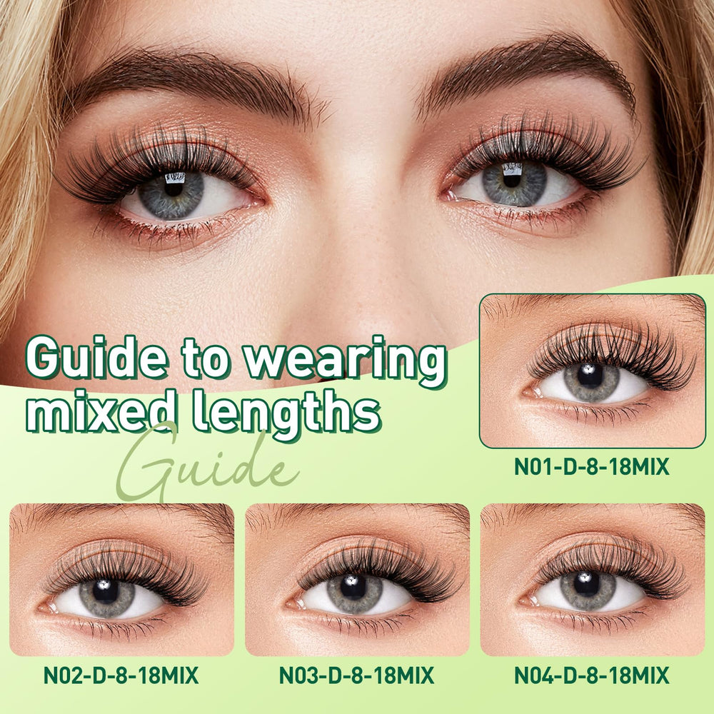 KEYYOU lash clusters 12-16mm mix for subtle to dramatic looks.
